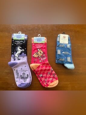 Novelty Socks - Purple, Pink, Blue (All three or split them up)